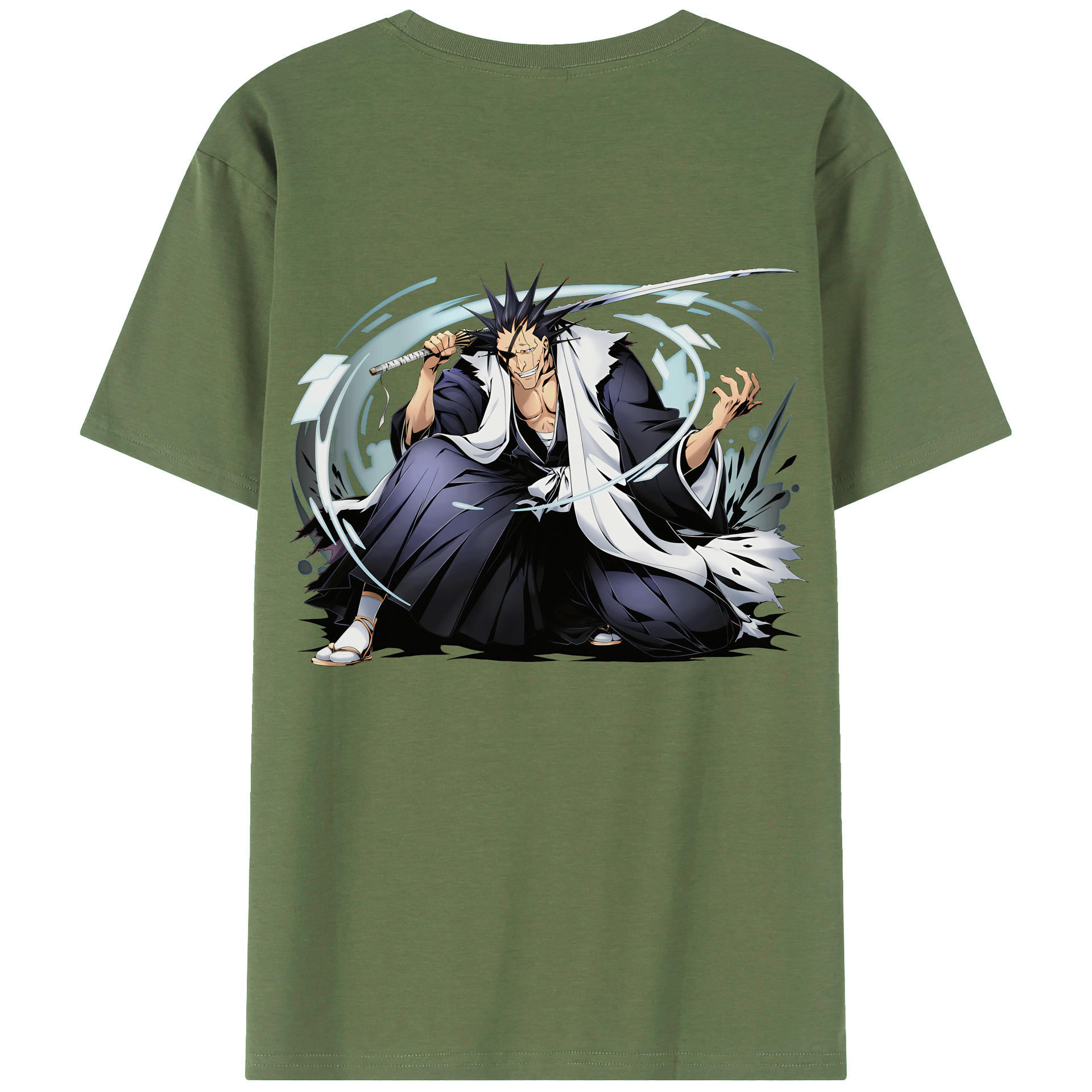 （画像用） ブリーチ ざらき けんぱち BLEACH Zaraki Kenpachi 綿100％ メンズ半袖Tシャツ（バックプリント） 通気性